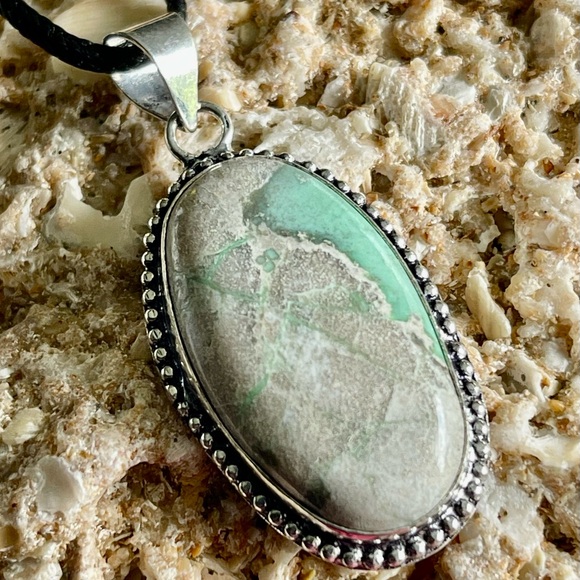 Teal Green Variscite- Utahlite Pendant 1 7/8” - Picture 10 of 16
